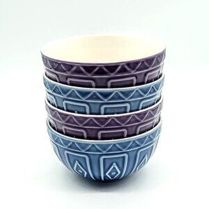 Trudeau Blue Purple Porcelain Bowls (4)
